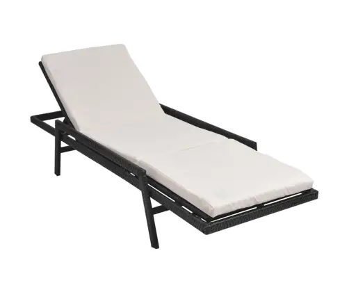 Saulės Gultas Su Čiužinuku, Juodas, Poliratanas