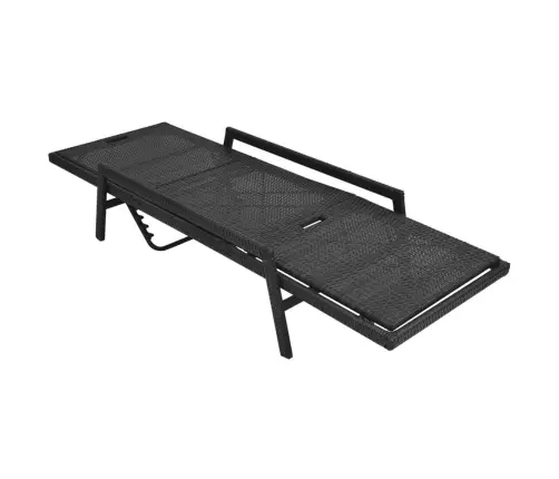 Saulės Gultas Su Čiužinuku, Juodas, Poliratanas