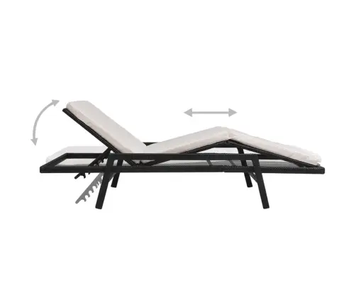 Saulės Gultas Su Čiužinuku, Juodas, Poliratanas