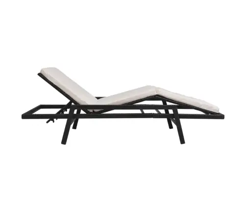 Saulės Gultas Su Čiužinuku, Juodas, Poliratanas