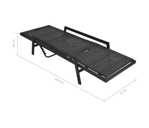 Saulės Gultas Su Čiužinuku, Juodas, Poliratanas