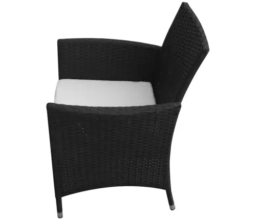 7-Daļīgs Dārza Mēbeļu Komplekts Ar Matračiem, Pe Pinums, Melns Vidaxl