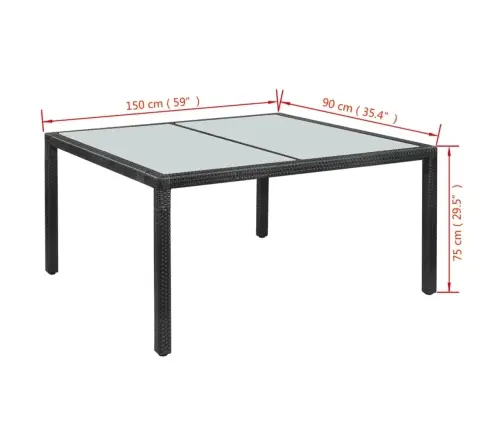 7-Daļīgs Dārza Mēbeļu Komplekts Ar Matračiem, Pe Pinums, Melns Vidaxl