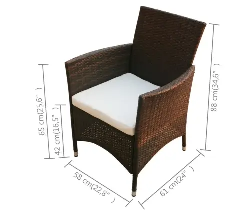 Lauko Valg. Baldų Komplekt. Su Pagalv., 5D., Rudas, Polirat.