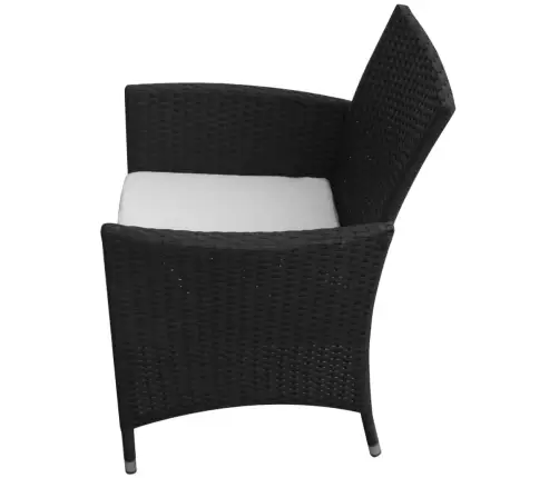 5-Osaline Aiamööblikomplekt Patjadega, Polürotang, Must