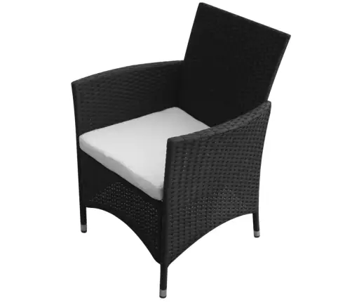 5-Osaline Aiamööblikomplekt Patjadega, Polürotang, Must