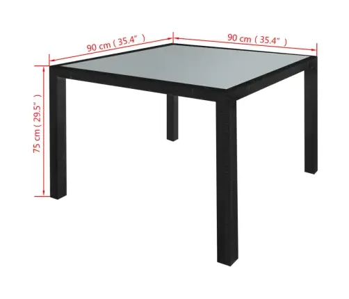 5-Osaline Aiamööblikomplekt Patjadega, Polürotang, Must