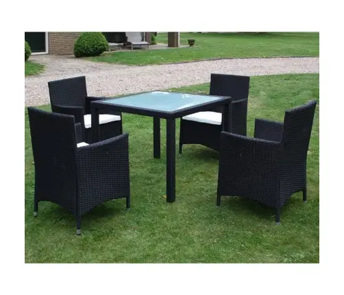 5-Osaline Aiamööblikomplekt Patjadega, Polürotang, Must