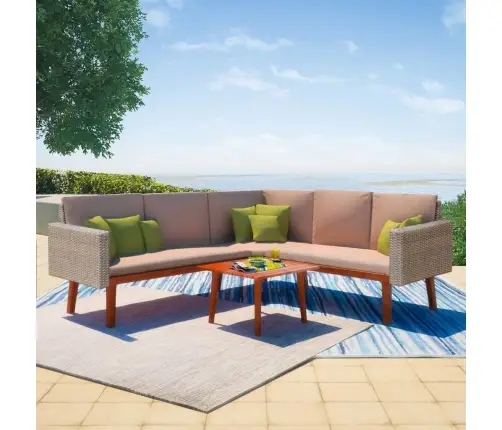 4-Daļīgs Dārza Atpūtas Mēbeļu Komplekts Ar Matračiem, Pelēks Pe Vidaxl