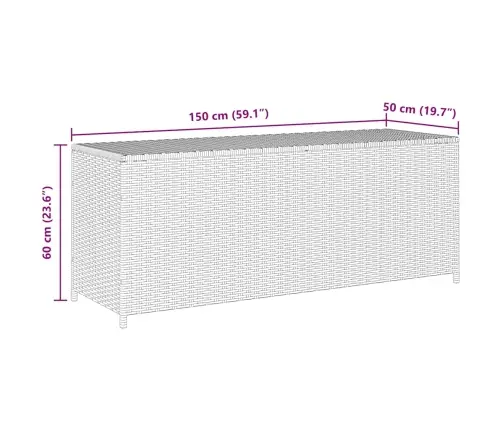 Dārza Uzglabāšanas Kaste, Melna, 150X50X60 Cm, Pe Rotangpalma Vidaxl