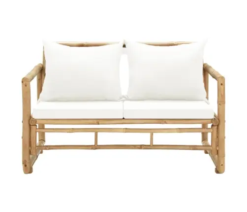 Divvietīgs Dārza Dīvāns Ar Matračiem, Bambuss Vidaxl