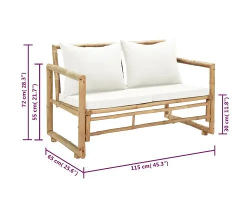 Divvietīgs Dārza Dīvāns Ar Matračiem, Bambuss Vidaxl
