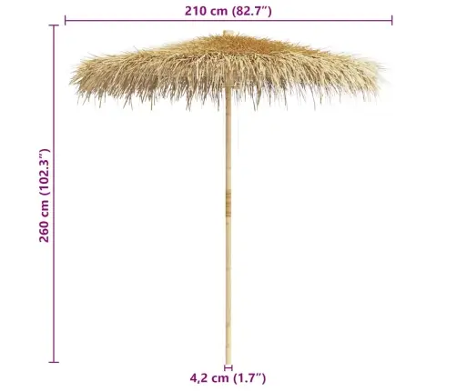 Bambusest Päikesevari Banaanilehtedest Katusega 210 Cm