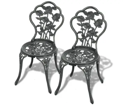 Bistro Kėdės, 2 Vnt., Lietas Aliuminis, Žalios Bistro Kėdės, 2 Vnt., Lietas Aliuminis, Žalios