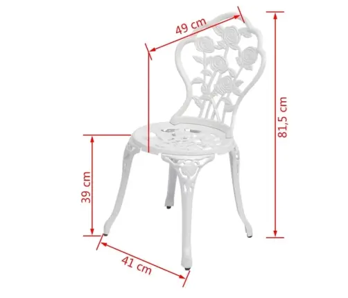 Bistro Krēsli, 2 Gab., Liets Alumīnijs, Balti Vidaxl