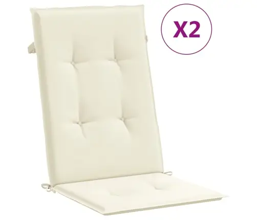 Kõrge Seljatoega Toolipadjad 2 Tk, Kreem, 120X50X3 cm Kangas