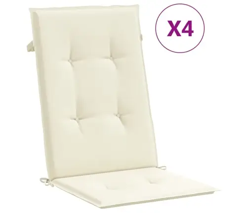 Dārza Krēslu Spilveni, 4 Gab., Krēmkrāsas, 120X50X3 Cm, Audums Vidaxl