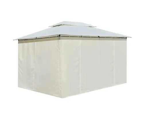 Dārza Nojume Ar Aizkariem, 4X3 M, Balta Vidaxl