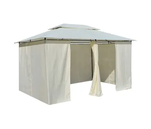 Dārza Nojume Ar Aizkariem, 4X3 M, Balta Vidaxl