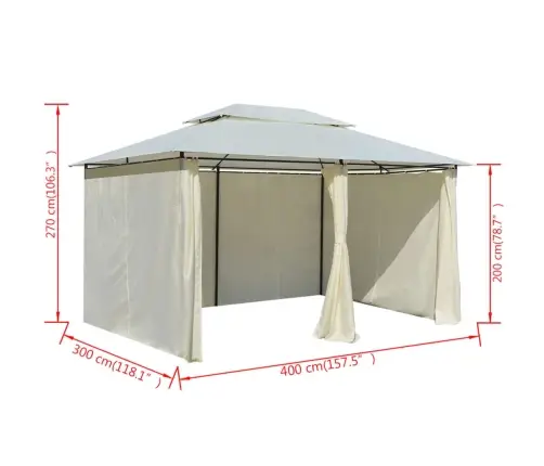 Dārza Nojume Ar Aizkariem, 4X3 M, Balta Vidaxl