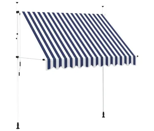 Käsitsi Kokkupandav Varikatus, Sinise-Valgetriibuline, 250 Cm