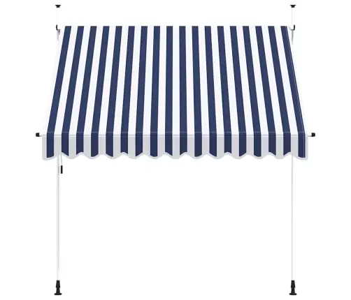 Käsitsi Kokkupandav Varikatus, Sinise-Valgetriibuline, 250 Cm