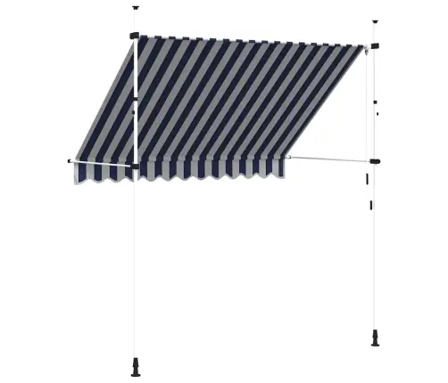 Käsitsi Kokkupandav Varikatus, Sinise-Valgetriibuline, 250 Cm