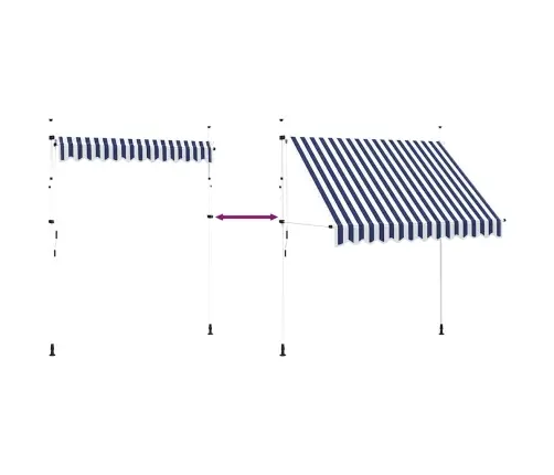 Käsitsi Kokkupandav Varikatus, Sinise-Valgetriibuline, 250 Cm