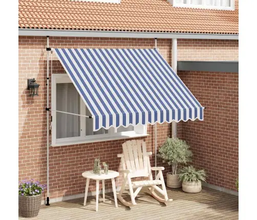 Käsitsi Kokkupandav Varikatus, Sinise-Valgetriibuline, 250 Cm