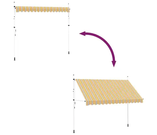 Kokkupandav Varikatus, Kollase-Sinisetriibuline, 350 Cm