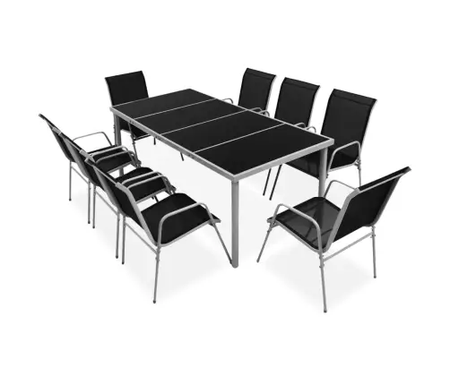 9-Daļīgs Dārza Mēbeļu Komplekts, Tērauds, Melns Vidaxl