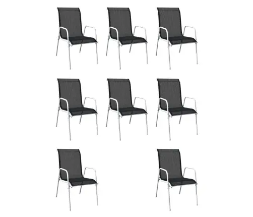 9-Daļīgs Dārza Mēbeļu Komplekts, Tērauds, Melns Vidaxl