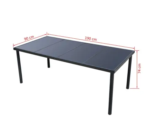 9-Daļīgs Dārza Mēbeļu Komplekts, Tērauds, Melns Vidaxl