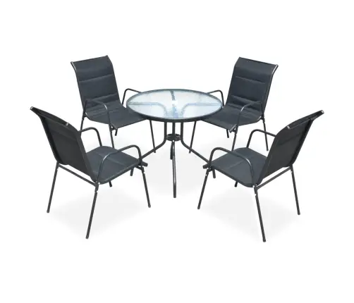 5-Daļīgs Dārza Mēbeļu Komplekts, Tērauds, Melns Vidaxl