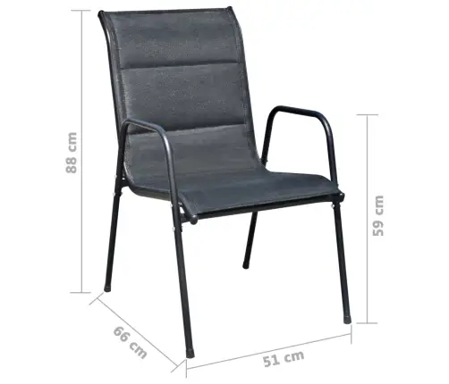 5-Daļīgs Dārza Mēbeļu Komplekts, Tērauds, Melns Vidaxl