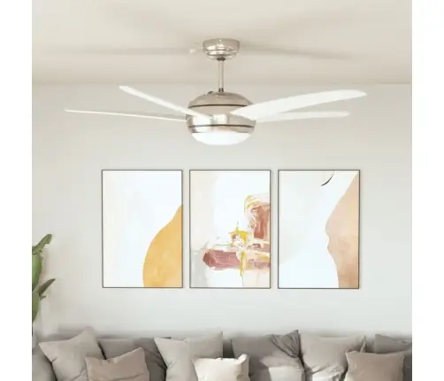 Griestu Ventilators Ar Lampu, 128 Cm, Dekoratīvs, Balts Vidaxl