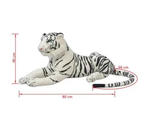 Rotaļu Tīģeris, Xxl, Balts Plīšs Vidaxl