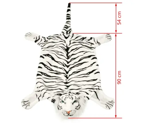 Tīģera Paklājs, 144 Cm, Balts Plīšs Vidaxl