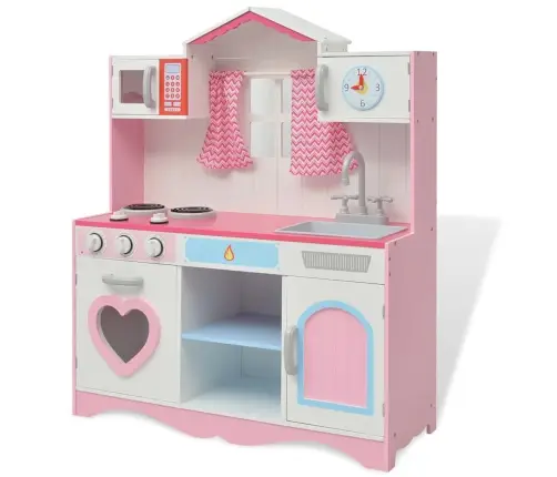 Mänguköök, Puidust 82 X 30 X 100 Cm Roosa Ja Valge