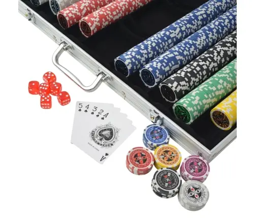 Pokerio Rinkinys Su 1000 Žetonų Su Vertėmis, Aliuminis