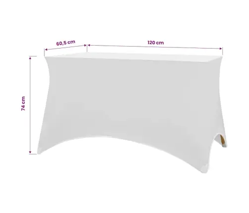Galda Pārvalki, 2 Gab., 120X60,5X74Cm, Elastīgi, Balti Vidaxl