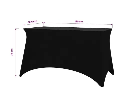 Galda Pārvalki, 2 Gab., 120X60,5X74Cm, Elastīgi, Melni Vidaxl