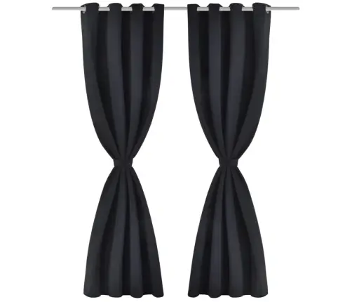 Aptumšojoši Aizkari Ar Riņķiem, 2 Gab., 135X175 Cm, Melni Vidaxl