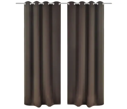 Pimendavad Kardinad 2 Tk Metallöösidega 135 X 175 cm Pruun