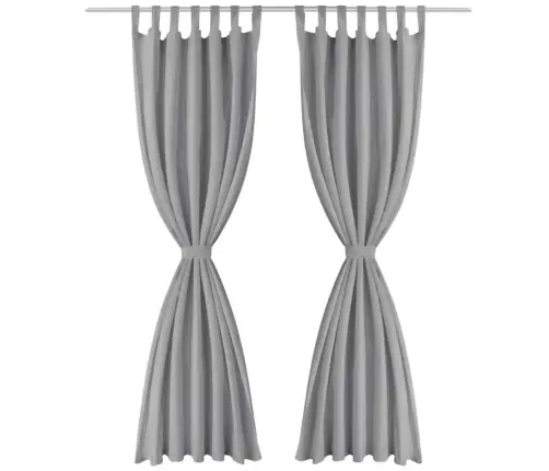 Mikro Satino Užuolaidos Su Kilpomis, 2 Vnt., 140X225 cm Pilkos
