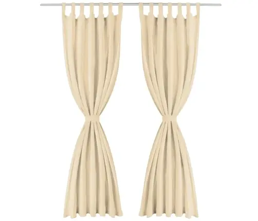 Aizkari Ar Cilpām, 2 Gb., 140X225 Cm, Smalks Satīns, Bēši Vidaxl