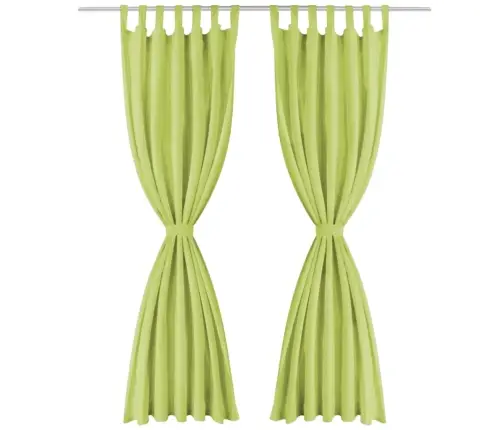 Aizkari Ar Cilpām, 2 Gab., 140X175 Cm, Smalks Satīns, Zaļi Vidaxl