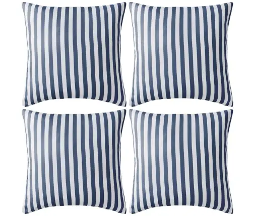 Dārza Mēbeļu Spilveni, 4 Gab., 45X45 Cm, Svītraini, Tumši Zili Vidaxl