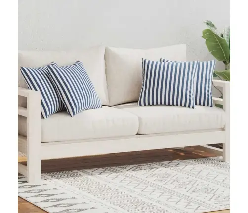 Dārza Mēbeļu Spilveni, 4 Gab., 45X45 Cm, Svītraini, Tumši Zili Vidaxl