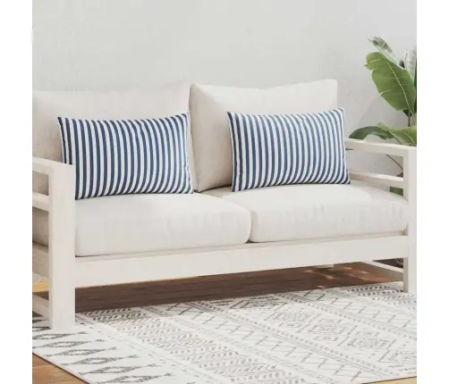 Lauko Pagalvės, 2 Vnt., Tamsiai Mėlynos Sp., 60X40cm Dryžuotos